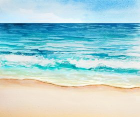 Sea watercolor illustrations vector