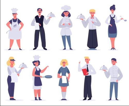 Service industry personnel cartoon illustration vector free download