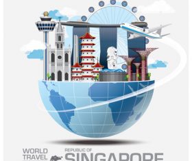 Singapore famous tourist attractions concept vector