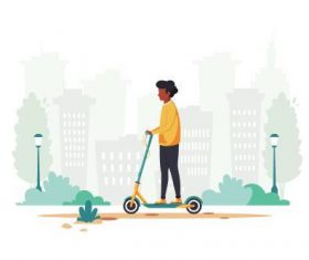 Skateboarding man cartoon illustration vector