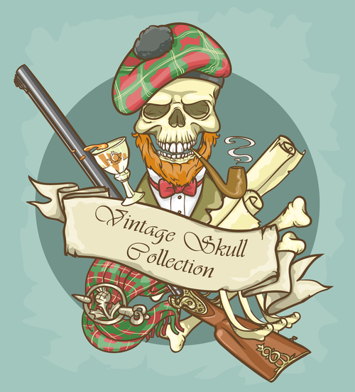 Skull with a pipe vector