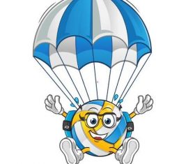Skydiving volleyball cartoon vector
