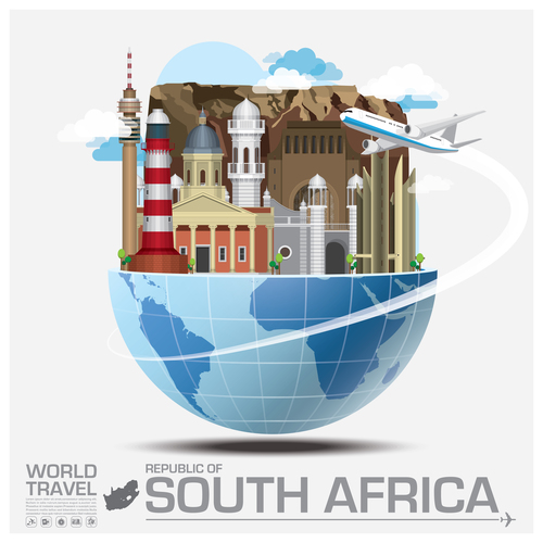 South africa famous tourist attractions concept vector