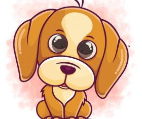 Squatting on the ground puppy cartoon icon vector