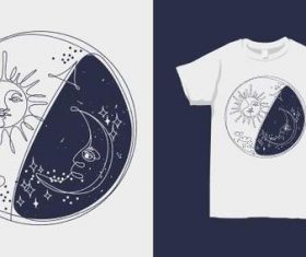 Sun and Moon T-shirt merchandise print vector