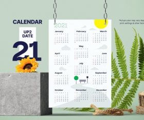 Sunny calendar 2021 vector