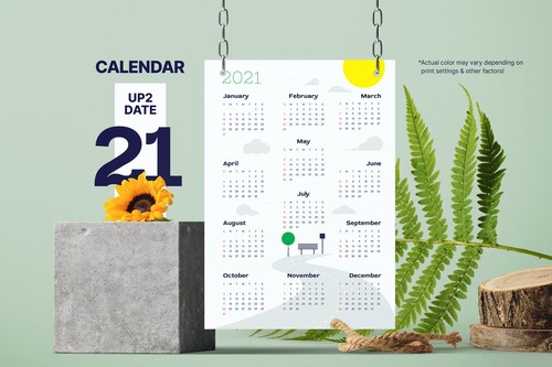 Sunny calendar 2021 vector