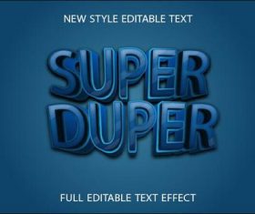 Super duper blue 3d text effect vector