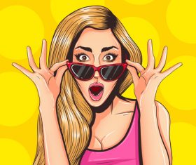 Surprised girl pop art illustration vector