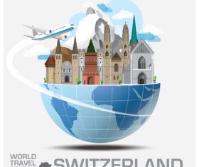 Switzerland famous tourist attractions concept vector