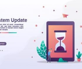 System update landing page template vector