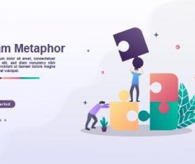 Team metaphor landing page template vector