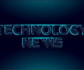 Technology news glowing font vector