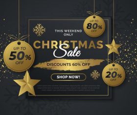 This weekend only christmas sale flyer vector