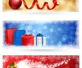 Three color background christmas banner vector