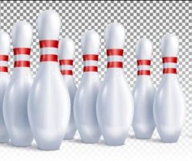 Three horizontally arranged bowling pins vector