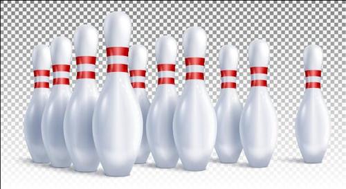 Three horizontally arranged bowling pins vector