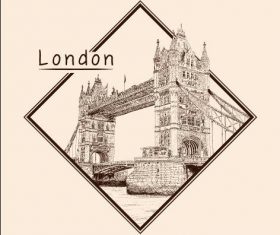 Tower Bridge architectural sketch vector