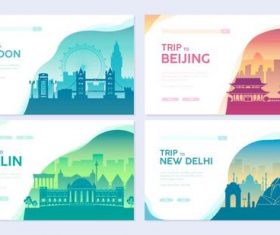 Travel colorful cards banner vector