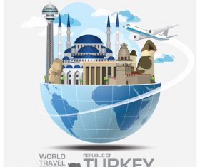 Turkey famous tourist attractions concept vector