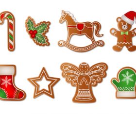 Various shapes christmas gingerbreads vector