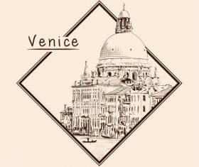 Venice architectural sketch vector