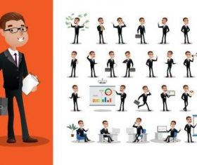 Very busy business person cartoon vector