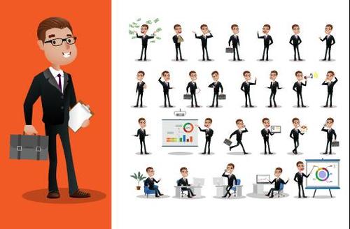 Very busy business person cartoon vector