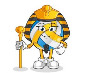 Volleyball Pharaoh Cartoon Vector