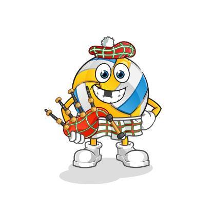 Volleyball cartoon vector holding a bagpipe