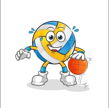 Volleyball cartoon vector playing basketball