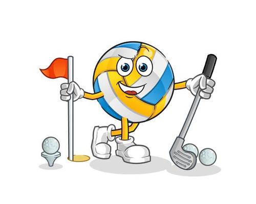 Volleyball cartoon vector playing golf