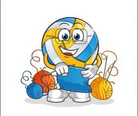 Volleyball knitting sweater cartoon vector