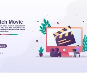 Watch movie cartoon illustration vector