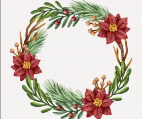 Watercolor Christmas Wreath Vector