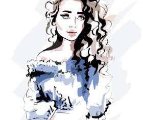 Watercolor illustration beautiful girl vector