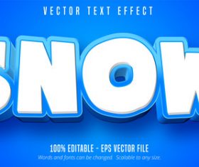 White Snow editable font effect vector
