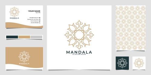 White mandala logo company business card vector