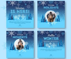 Winter beautiful card set vector