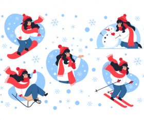 Winter skiing girl illustration vector