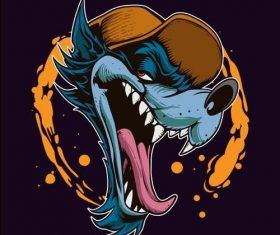 Wolf head doodle icon vector