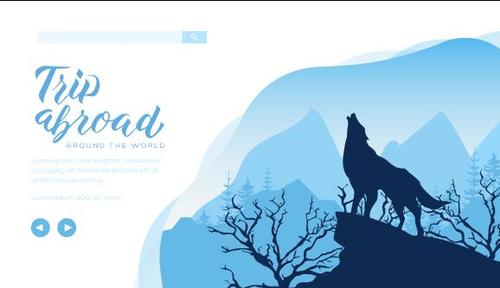 Wolf howling silhouette illustration vector