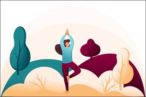 Woman doing yoga in park vector