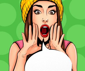 Woman shouting pop art illustration vector