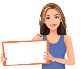 Woman vector holding a white board