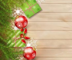 Wooden wall background Christmas exquisite greeting card vector