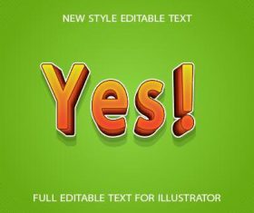 Yes 3d text effect vector