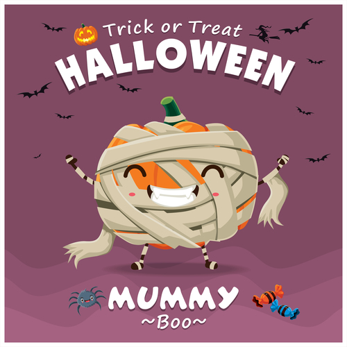 Zombie pumpkin halloween poster design vector