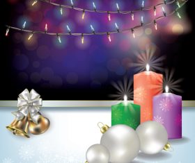Abstract background with Christmas lights candles and decoration vector