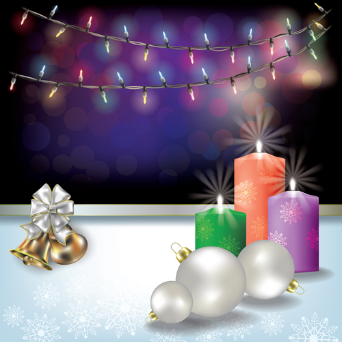 Abstract background with Christmas lights candles and decoration vector